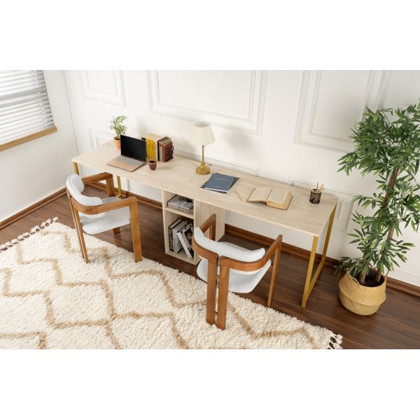 Twin skrivbord - Travertin/guld Twin skrivbord - Travertin/guld