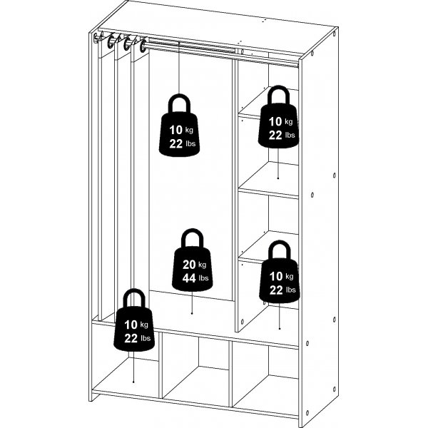 Lola garderob - Ek/beige/grå Lola garderob - Ek/beige/grå