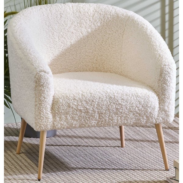 Fauteuil Bandera - Blanc crème/bois Fauteuil Bandera - Blanc crème/bois