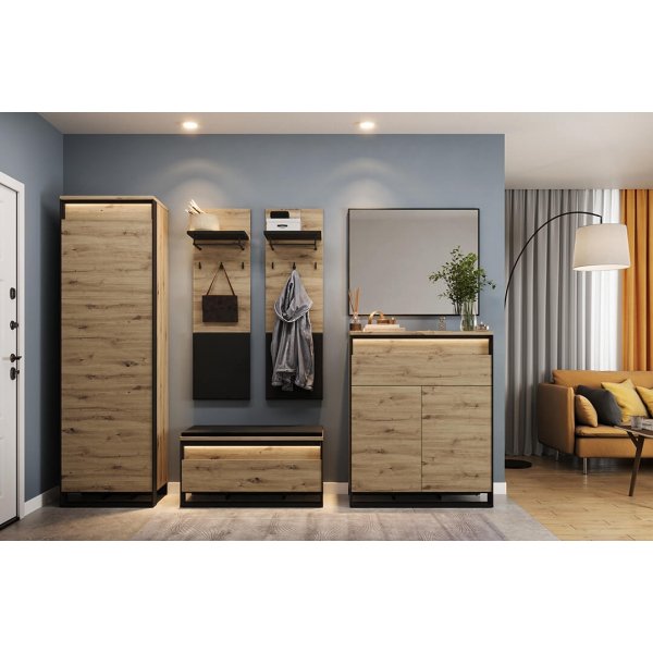 Quant hallbänk 92 cm - Artisan ek/svart Quant hallbänk 92 cm - Artisan ek/svart