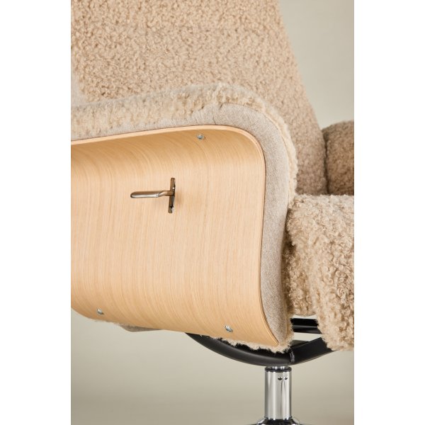 Fauteuil relax avec repose-pieds - Imitation peau de mouton beige/chne huil + Dtachant pour meubles