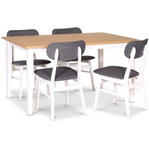 Groupe repas Fr 140 cm incl. 4 chaises grises Sarek - Chne/blanc