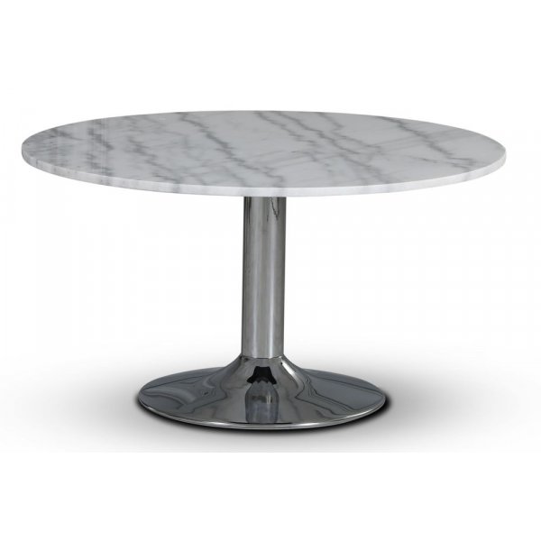 Empire matbord 105 cm - Ljus marmor / Kromad trumpetfot