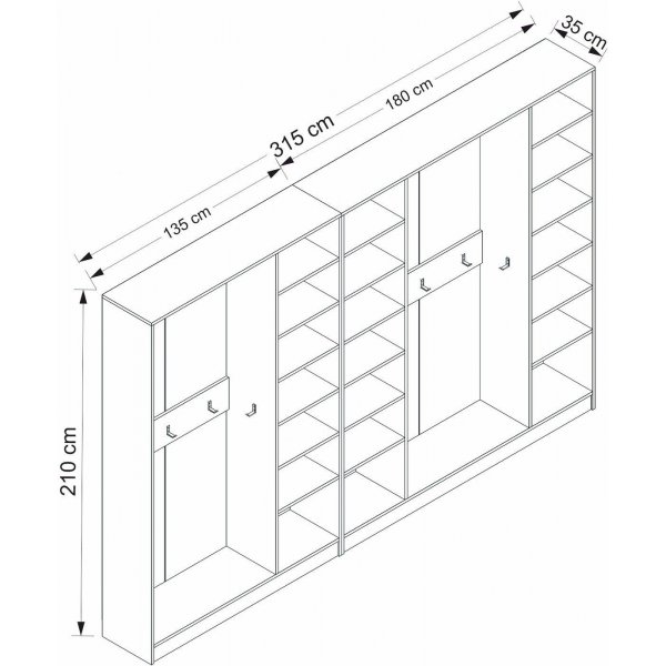 Armadio hallmöbel B 315 x 35 x 210 cm - Vit Armadio hallmöbel B 315 x 35 x 210 cm - Vit
