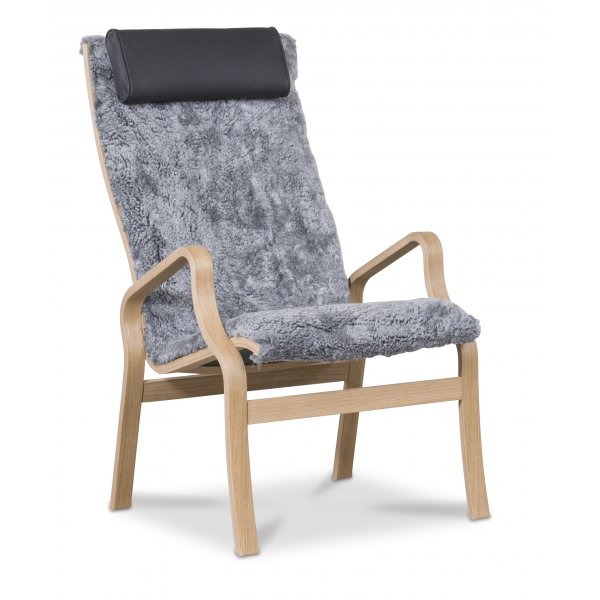 Svea ftlj med fotpall - Grtt frskinn / oljad ek