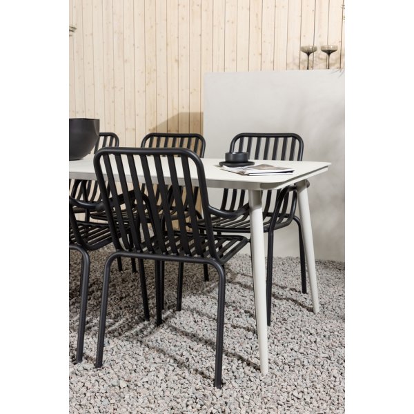 Lina utematgrupp med 6 st Peking stolar - Beige/Svart Lina utematgrupp med 6 st Peking stolar - Beige/Svart