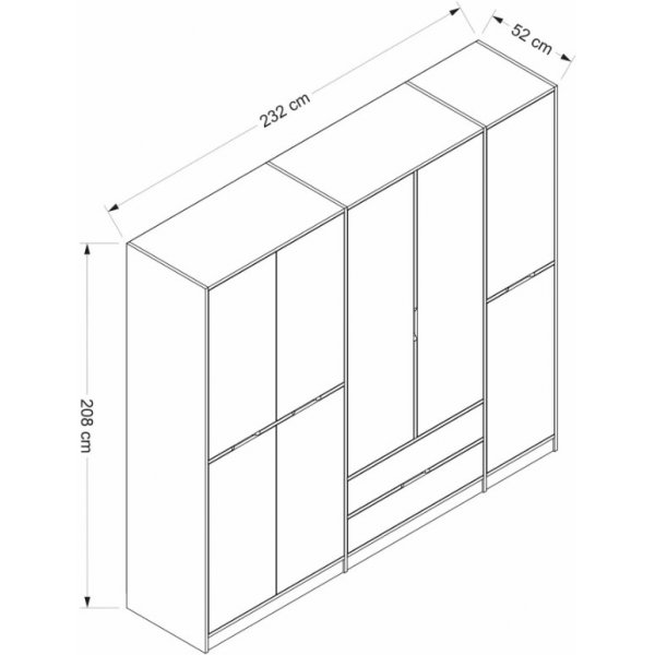 Armoire Elina 232 x 52 x 208 cm - Anthracite/marron Armoire Elina 232 x 52 x 208 cm - Anthracite/marron