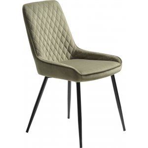 Chaise Carina en velours vert olive motif losanges