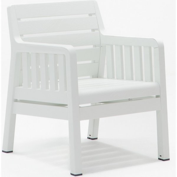 Groupe salon Lara avec canapé 3 places, 2 fauteuils et table sans coussins - Blanc Groupe salon Lara avec canapé 3 places, 2 fauteuils et table sans coussins - Blanc