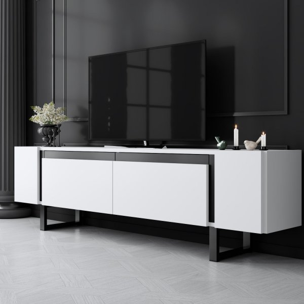 Erki TV-bnk - vit/svart