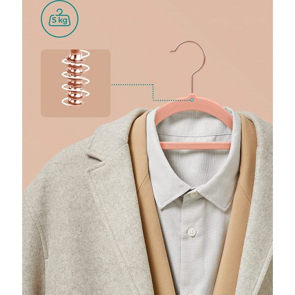 Cintre, velours, 43,5 cm, paquet de 50 - Rose