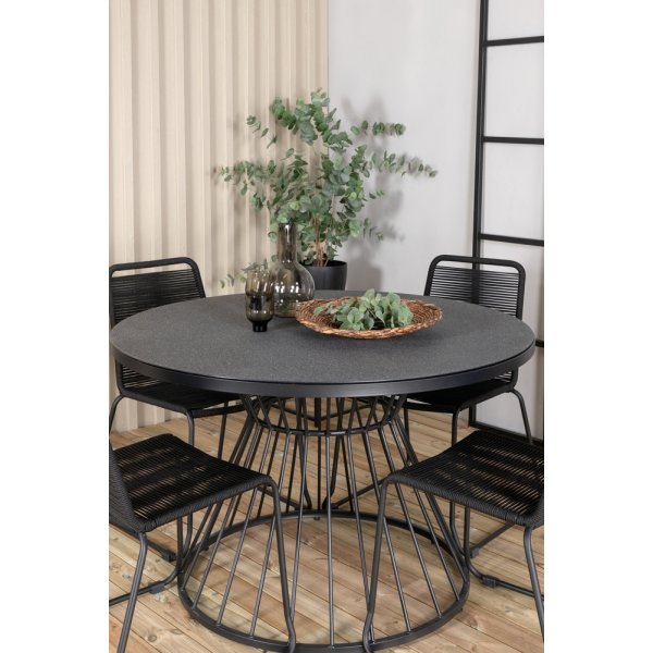 Tropea utematgrupp med 4 st Lindos stolar - Svart/Grå Tropea utematgrupp med 4 st Lindos stolar - Svart/Grå