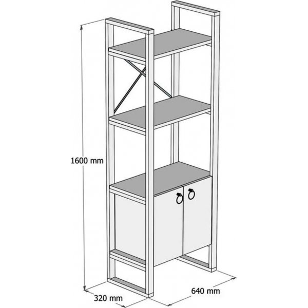 Bibliothèque Milena - Chêne saphir/noir Bibliothèque Milena - Chêne saphir/noir