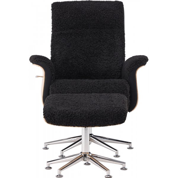 Hagn reclinerftlj med fotpall - Svart/oljad ek + Textilrengring fr mbler