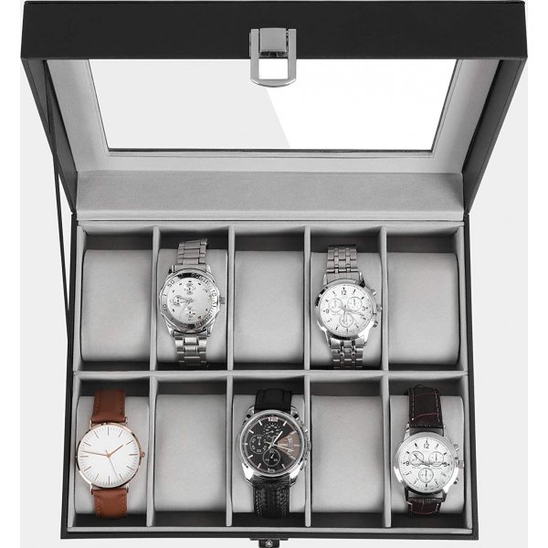 Coffret  montres Watchbox pour 10 montres - Noir/gris