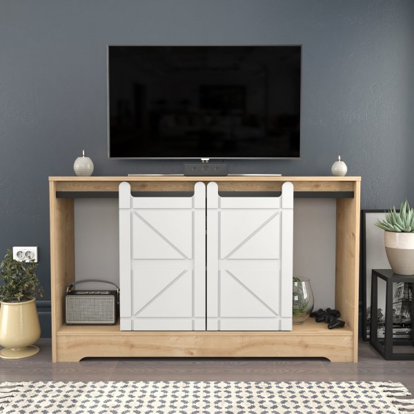 Ahris TV-bänk - Ek/vit Ahris TV-bänk - Ek/vit