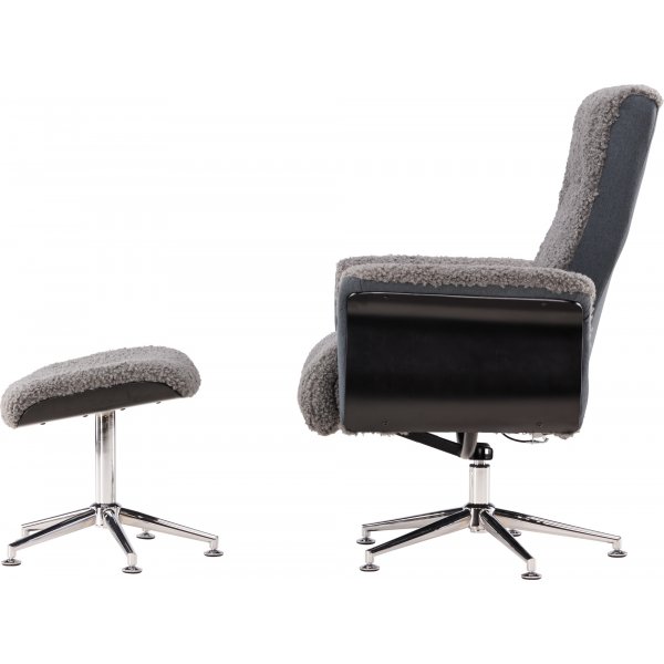 Relaxfauteuil met voetenbank - Grijs - Hagn + Vlekverwijderaar voor meubels