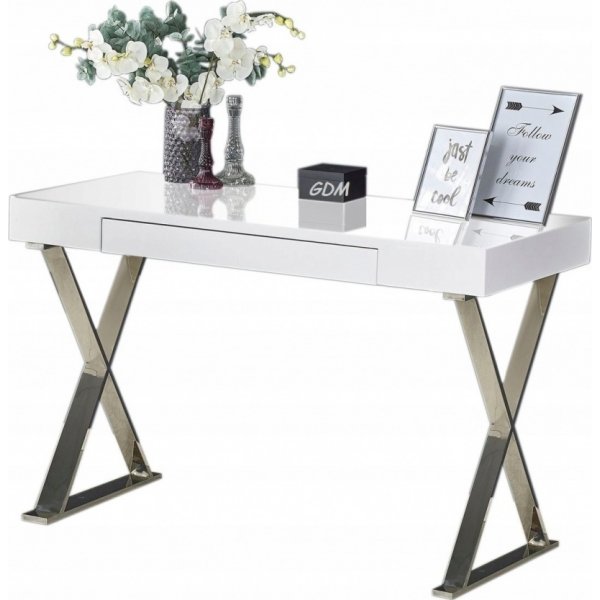 Elliana skrivbord 120x55 cm - Vit/krom Elliana skrivbord 120x55 cm - Vit/krom