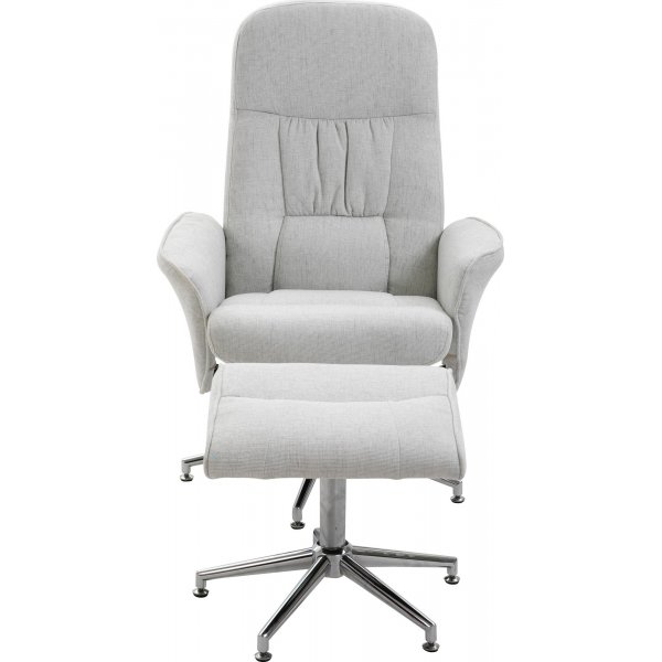 Julius reclinerfåtölj med fotpall - Grå tyg Julius reclinerfåtölj med fotpall - Grå tyg