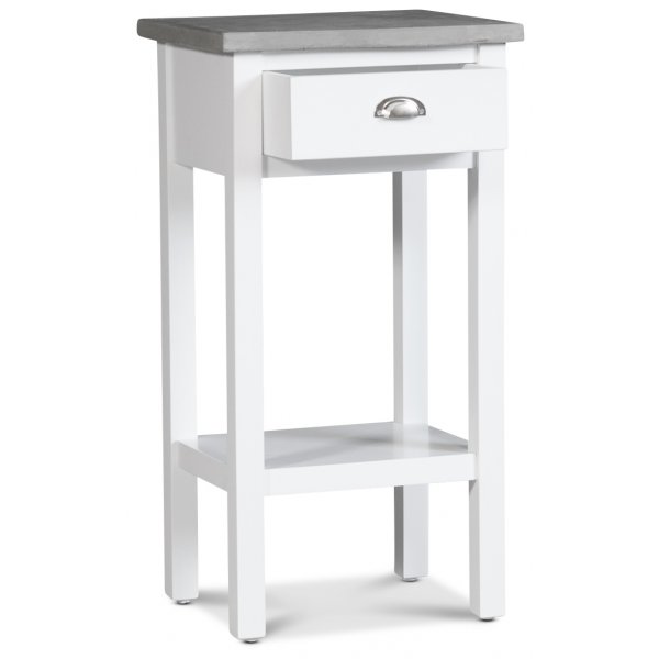 Sngbord 75 cm hgt vitt cement topp