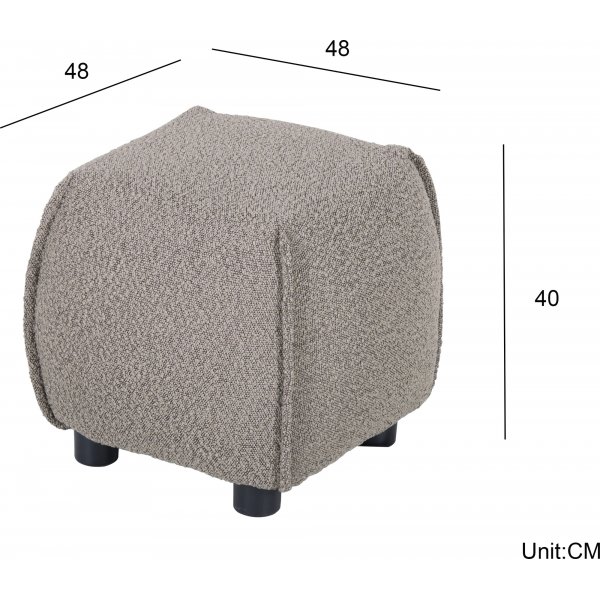 Pall 48x48 cm i mörkbeige bouclè Pall 48x48 cm i mörkbeige bouclè