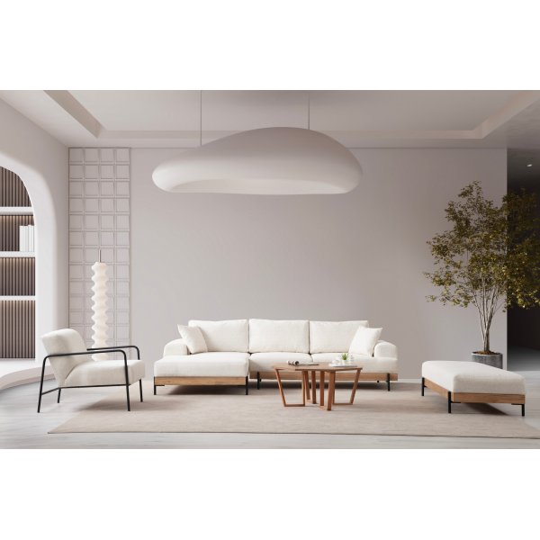 Canapé Eti divan gauche - Blanc/chêne Canapé Eti divan gauche - Blanc/chêne