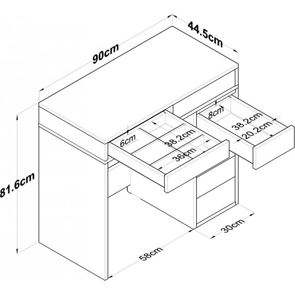 Bijou kaptafel 8 - 90 x 44,5 cm - Wit Bijou kaptafel 8 - 90 x 44,5 cm - Wit