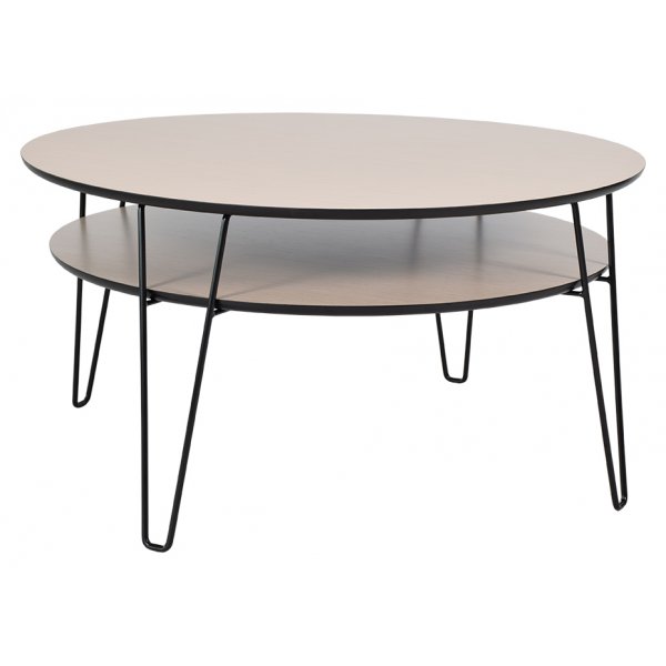 Leon soffbord rund 100 cm - Ljus ek / Svart