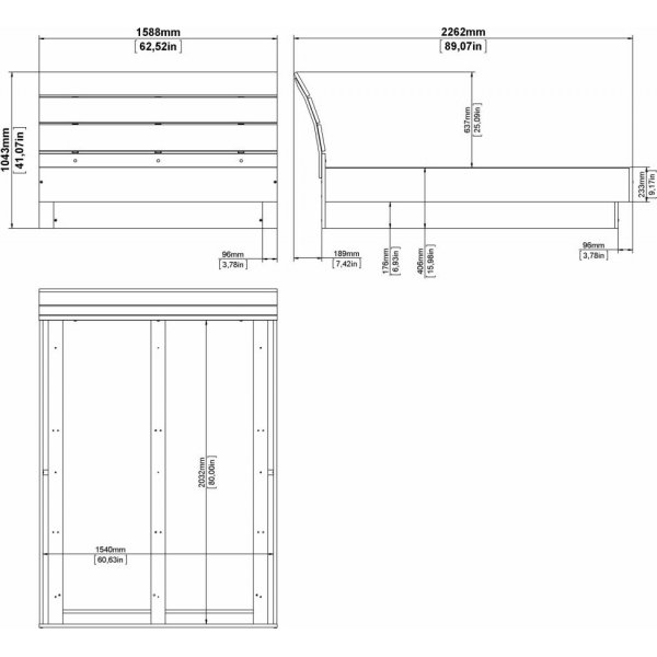Naia bedframe 154 x 203 cm - Zwarte doos