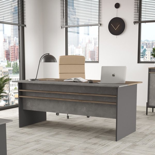 Vista skrivbord 180x89,5 cm - Brun/betong/antracit Vista skrivbord 180x89,5 cm - Brun/betong/antracit