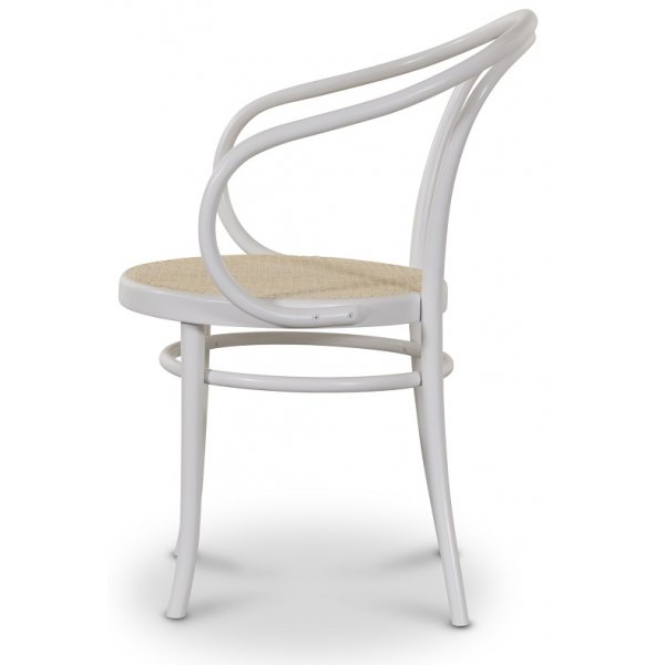 No 30 Karmstol med rottingsits - Vit/Rotting