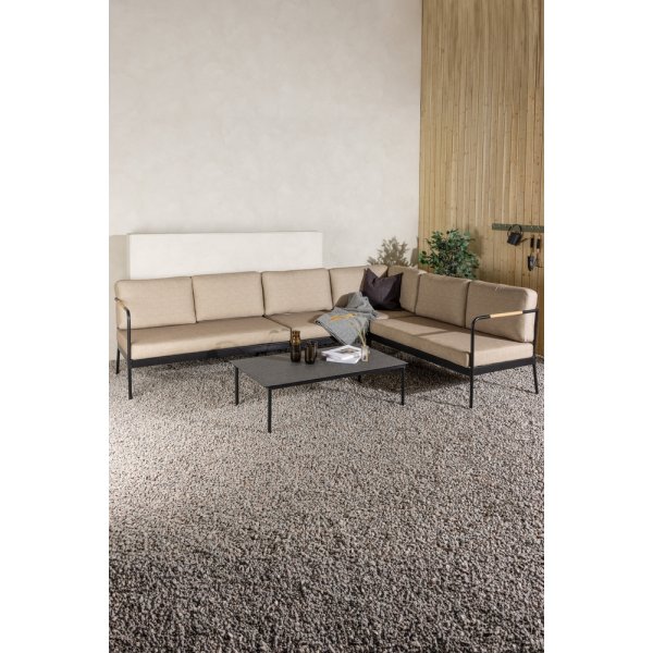 Groupe de canapés d'angle Pehnna - Noir/beige sable Groupe de canapés d'angle Pehnna - Noir/beige sable