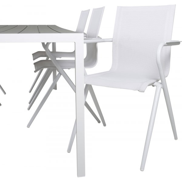 Break utematgrupp med 6 st Alina stolar - Grå/Vit Break utematgrupp med 6 st Alina stolar - Grå/Vit