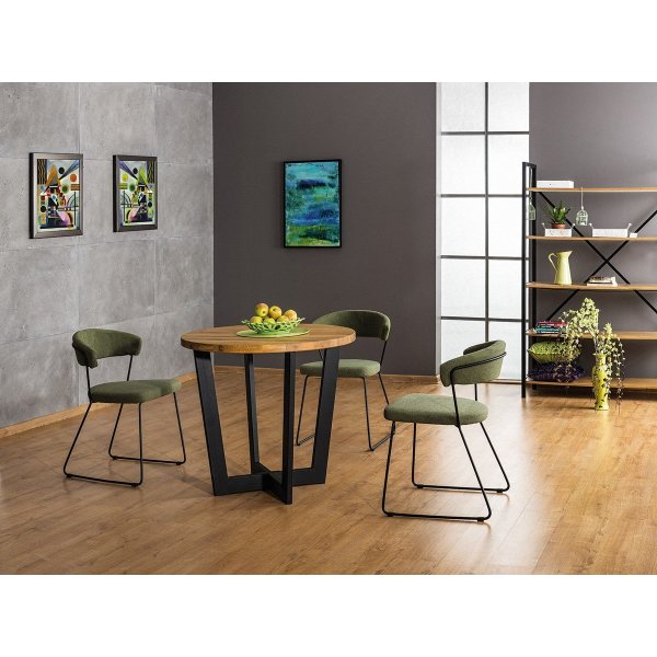 Table à manger Cono Ø90 cm - Chêne/noir Table à manger Cono Ø90 cm - Chêne/noir