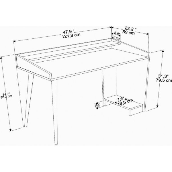Bureau Vanessa 121,8 x 59 cm - Noyer Bureau Vanessa 121,8 x 59 cm - Noyer