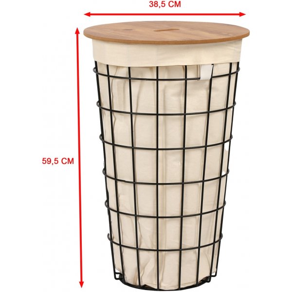 Panier à linge Hazel - Chêne/noir Panier à linge Hazel - Chêne/noir