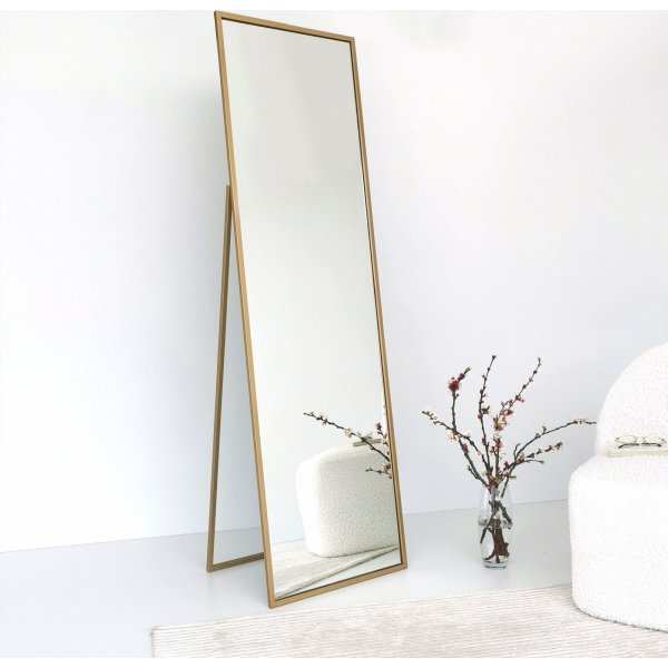Stoere vloerspiegel 170 cm - Gouden lijst