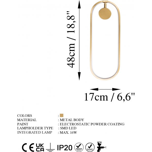 Tranceto wandlamp - Goud