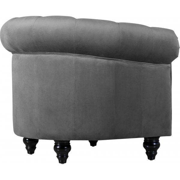 Fåtölj chesterfield grå sammet Royal + Fläckborttagare för möbler Fåtölj chesterfield grå sammet Royal + Fläckborttagare för möbler