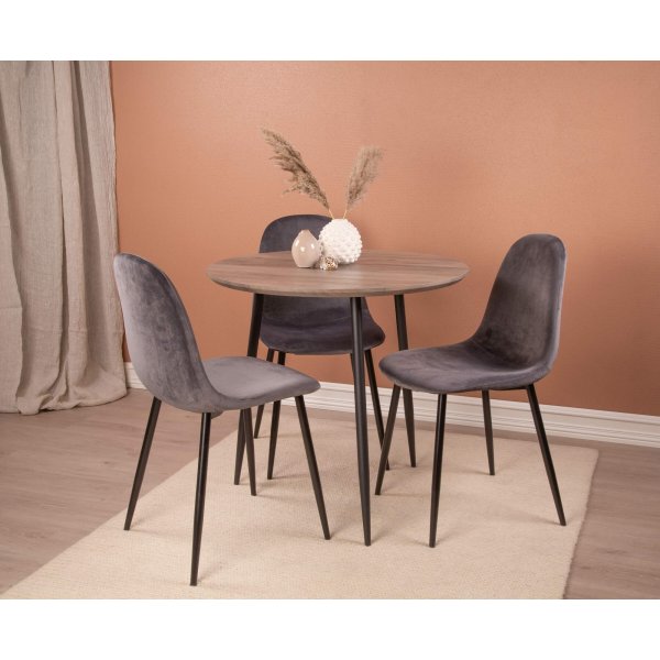 Smokey ronde eettafel 80 cm - Grijs + Meubelpoten