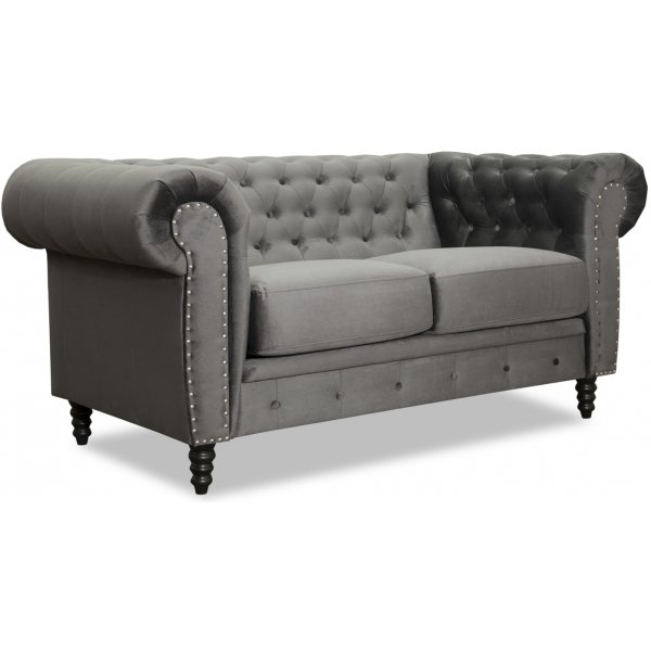 Ashford 2-sits chesterfield i mrkgr sammet + Flckborttagare fr mbler