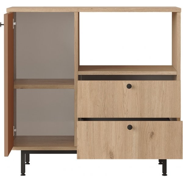 Armoire de cuisine Royce 1 - Chêne/rouge brique Armoire de cuisine Royce 1 - Chêne/rouge brique