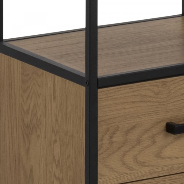 Bibliothèque Seaford 42x185 cm - Noir/chêne Bibliothèque Seaford 42x185 cm - Noir/chêne