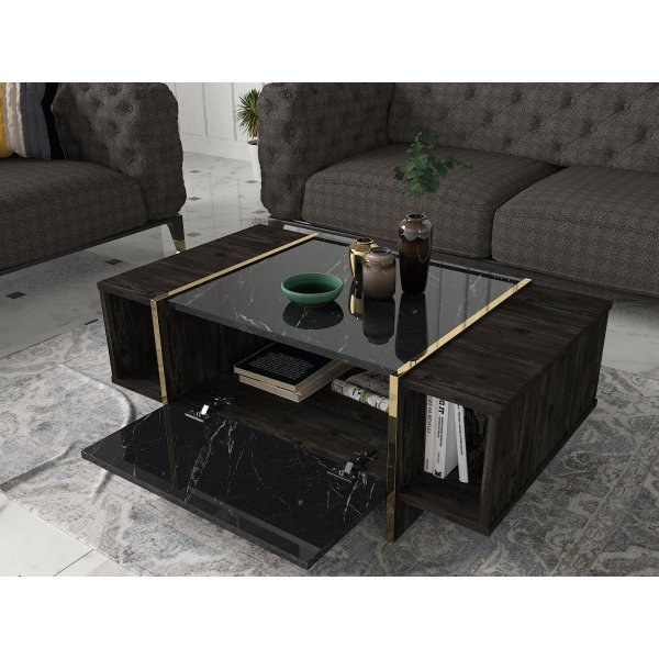 Table basse Veyron 103,8 x 60 cm - Noir/or