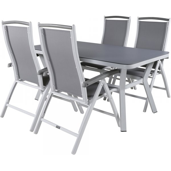 Ensemble de salle  manger d'extrieur Virya avec 4 chaises Albany - Gris/Blanc