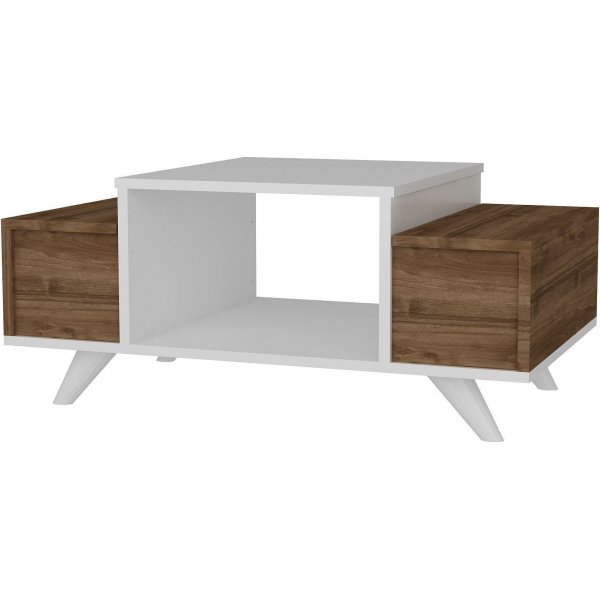 Eriberto soffbord 90 x 60 cm - Vit/valnöt Eriberto soffbord 90 x 60 cm - Vit/valnöt