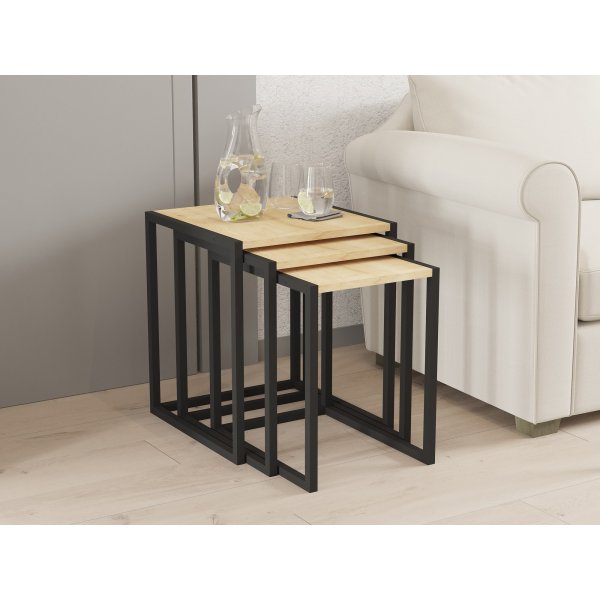 Table basse Tali 34/39/44 x 45 cm - Chne noir/saphir