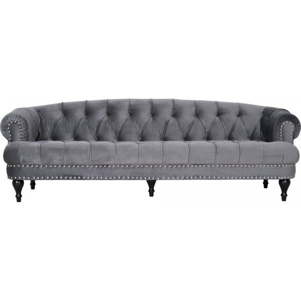 Soffa 3-sits chesterfield gr sammet