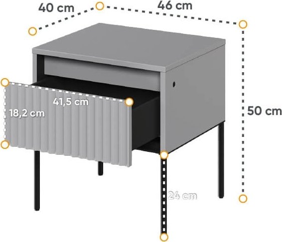 Trend nachtkastje - Grijs/zwart