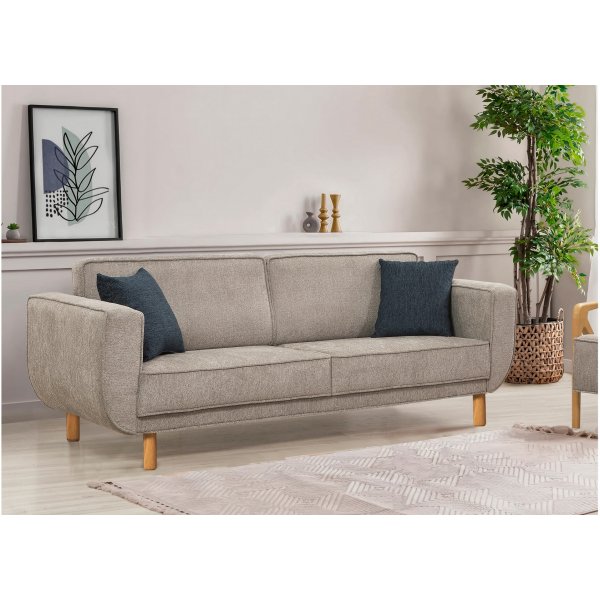 Canapé lit Berjer 3 places - Gris/chêne Canapé lit Berjer 3 places - Gris/chêne